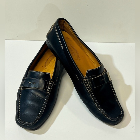 TOD’S‎ Men’s Black leather driving shoes size 39/M-7/W-8.5 - Picture 1 of 10